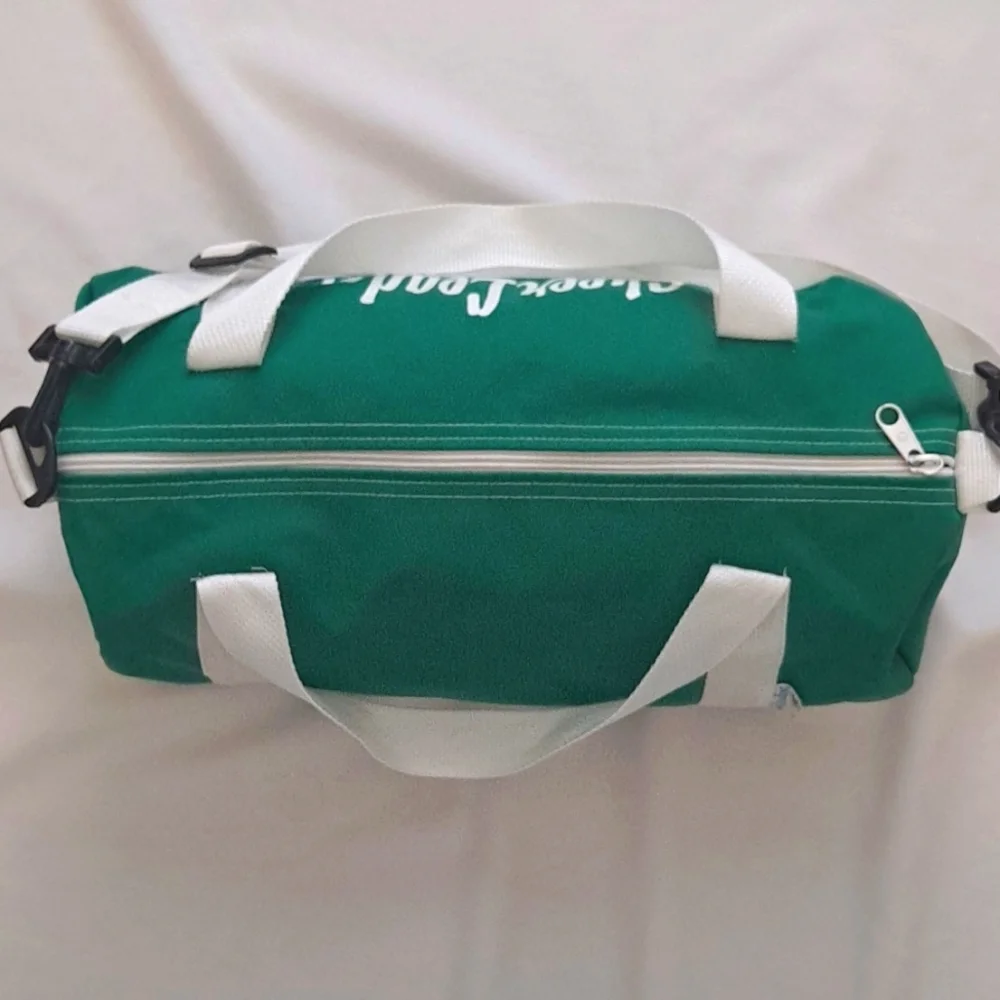 Green and White Cheerleader Canvas Barrel Duffle Gym Bag
